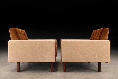  M veis Cimo M veis Cimo Pair of Rosewood Armchairs in Cognac Mohair and Camel Wool