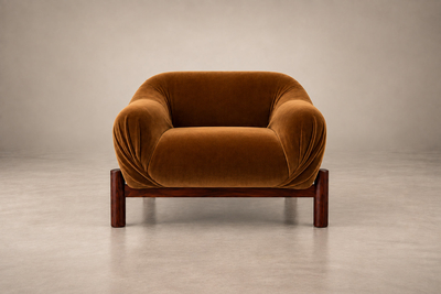  M veis Cimo MCM Rosewood Armchairs in Burnished Caramel Mohair by Cimo Lot 1145