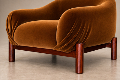  M veis Cimo MCM Rosewood Armchairs in Burnished Caramel Mohair by Cimo Lot 1145