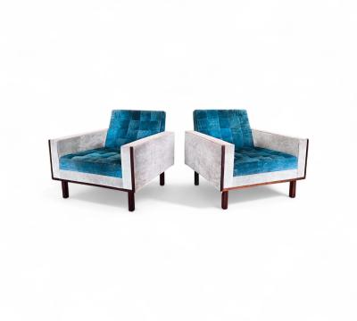  M veis Cimo Pair of Armchairs in Rosewood Suede Cimo 1960s Lot 635