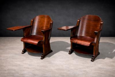  M veis Cimo Pair of Auditorium Armchairs in Bentwood M veis Cimo 1950s