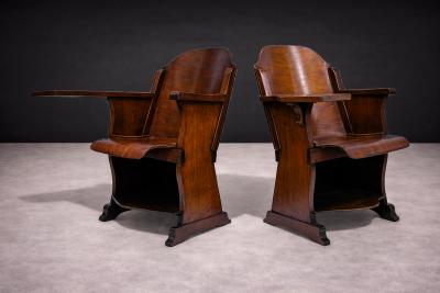  M veis Cimo Pair of Auditorium Armchairs in Bentwood M veis Cimo 1950s