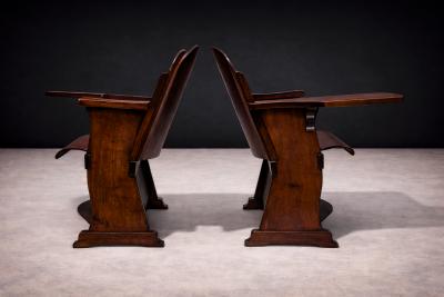  M veis Cimo Pair of Auditorium Armchairs in Bentwood M veis Cimo 1950s