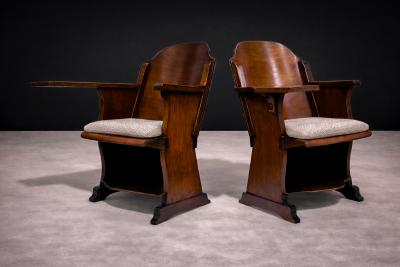  M veis Cimo Pair of Auditorium Armchairs in Bentwood M veis Cimo 1950s