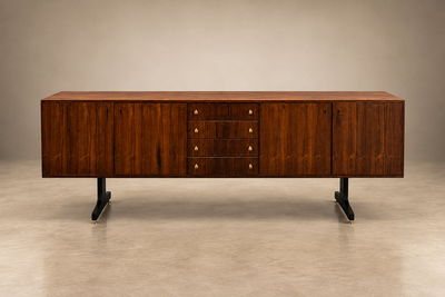  M veis Cimo Rosewood Credenza with Ebony Finished Legs and Brass Hardware Lot 319B