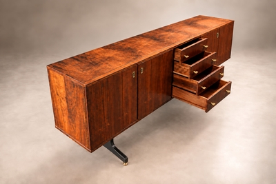  M veis Cimo Rosewood Credenza with Ebony Finished Legs and Brass Hardware Lot 319B