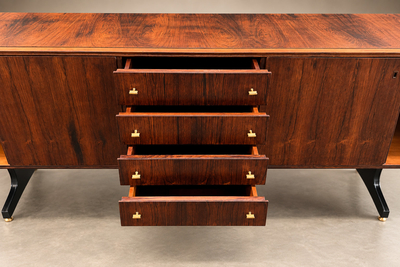  M veis Cimo Rosewood Credenza with Ebony Finished Legs and Brass Hardware Lot 319B