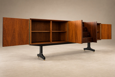  M veis Cimo Rosewood Credenza with Ebony Finished Legs and Brass Hardware Lot 319B