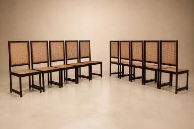  M veis Primus Set of Ten Brazilian Modern Dining Chairs in Rosewood and Cane by M veis Primus