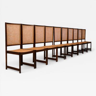  M veis Primus Set of Ten Brazilian Modern Dining Chairs in Rosewood and Cane by M veis Primus