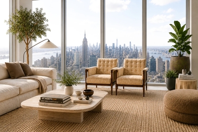  M veis Provenzal M veis Provenzal Lounge Chair in Jacaranda Champagne Mohair Velvet Brazil