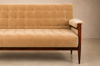  M veis Provenzal Sofa in Brazilian Rosewood and Camel Mohair by M veis Provenzal Brazil
