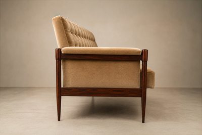  M veis Provenzal Sofa in Brazilian Rosewood and Camel Mohair by M veis Provenzal Brazil