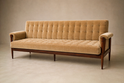  M veis Provenzal Sofa in Brazilian Rosewood and Camel Mohair by M veis Provenzal Brazil