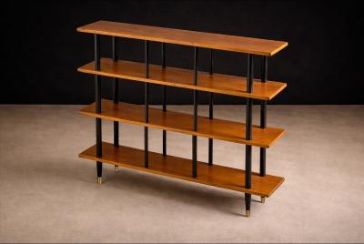  M veis Val rio Brazilian Modernist Bookshelf in Ebonized Pau Marfim with Bronze Sabots