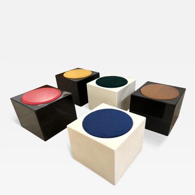  MIM Mobili Italiani Moderni Set of 5 Cube Stools Il Kubile by MIM Roma Italy 1970s