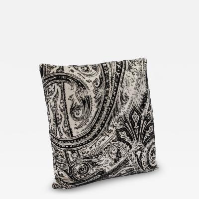 MOGUL Modern Black and White Paisley Velvet Decorative Pillow by MOGUL