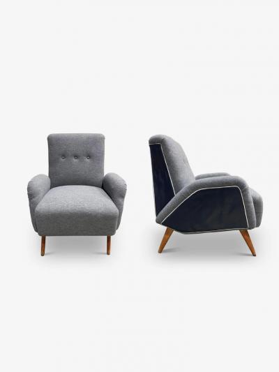  MONC XIII ITALIAN MID CENTURY ARMCHAIRS BOILED WOOL AND LEATHER