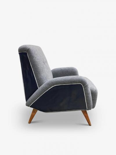  MONC XIII ITALIAN MID CENTURY ARMCHAIRS BOILED WOOL AND LEATHER