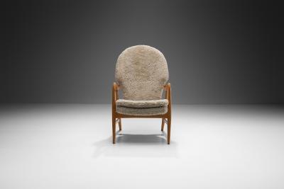  Madsen Schubell Madsen Schubell Highback Chair in Sheepskin Denmark 1950s