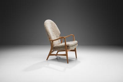  Madsen Schubell Madsen Schubell Highback Chair in Sheepskin Denmark 1950s