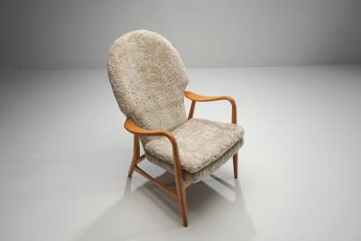  Madsen Schubell Madsen Schubell Highback Chair in Sheepskin Denmark 1950s