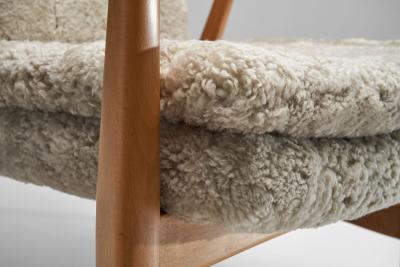  Madsen Schubell Madsen Schubell Highback Chair in Sheepskin Denmark 1950s