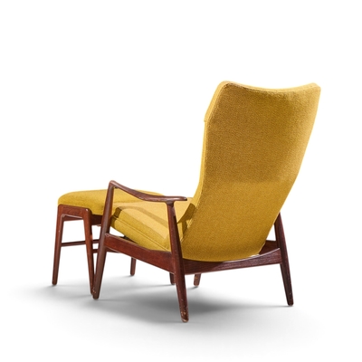 Madsen Schubell Madsen Schubell MS20 Mid Century Danish Teak Reclining Lounge Chair Ottoman