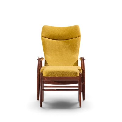  Madsen Schubell Madsen Schubell MS20 Mid Century Danish Teak Reclining Lounge Chair Ottoman