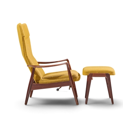  Madsen Schubell Madsen Schubell MS20 Mid Century Danish Teak Reclining Lounge Chair Ottoman
