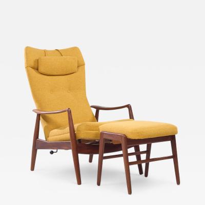  Madsen Schubell Madsen Schubell MS20 Midcentury Danish Teak Reclining Lounge Chair and Ottoman