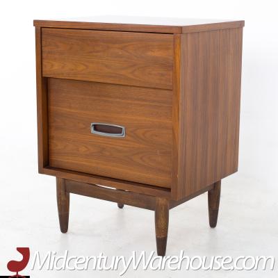 Mainline by Hooker Mainline by Hooker Mid Century Walnut and Stainless Nightstand