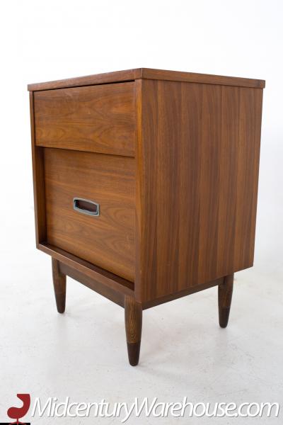  Mainline by Hooker Mainline by Hooker Mid Century Walnut and Stainless Nightstand