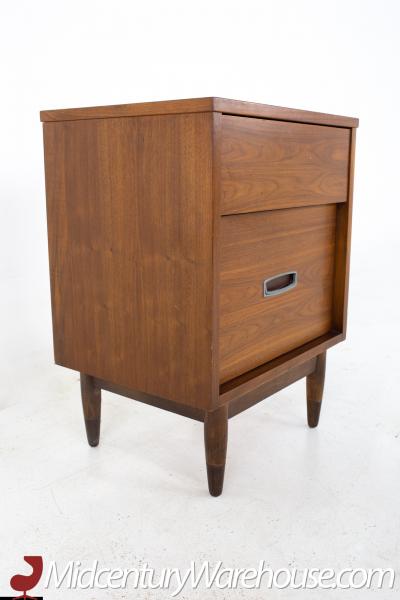  Mainline by Hooker Mainline by Hooker Mid Century Walnut and Stainless Nightstand