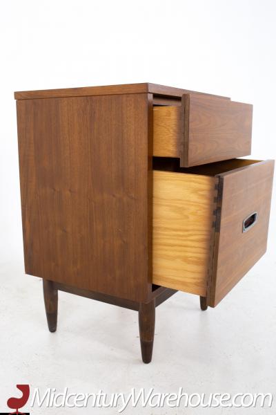  Mainline by Hooker Mainline by Hooker Mid Century Walnut and Stainless Nightstand