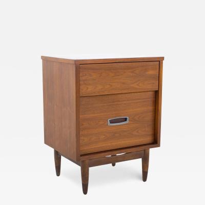  Mainline by Hooker Mainline by Hooker Mid Century Walnut and Stainless Nightstand