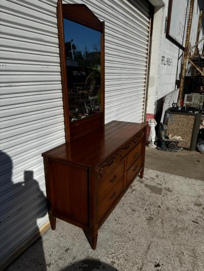  Mainline by Hooker Mid Century Walnut 7 Drawer Dresser by Mainline for Hooker Furniture