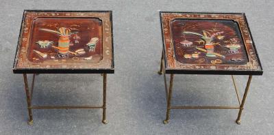  Maison Bagu s 1950 1970 Pair of End of Sofa in the Style of Maison Bagu s Lacquer of China