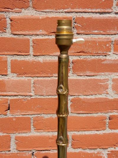  Maison Bagu s 1950 1970 Pair of Golden Bronze or Brass Floor Lamps Maison Bagu s Model Bamboo