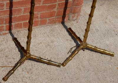  Maison Bagu s 1950 1970 Pair of Golden Bronze or Brass Floor Lamps Maison Bagu s Model Bamboo