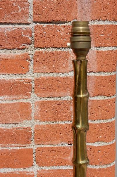  Maison Bagu s 1950 1970 Pair of Golden Bronze or Brass Floor Lamps Maison Bagu s Model Bamboo