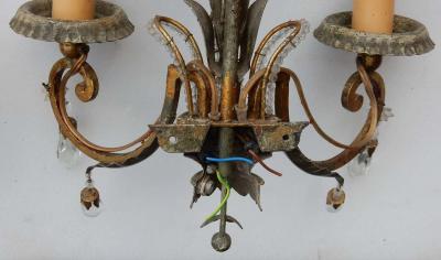  Maison Bagu s 1950 1970 Pair of Sconces with Pineapple Leaves in the Style of Maison Bagu s