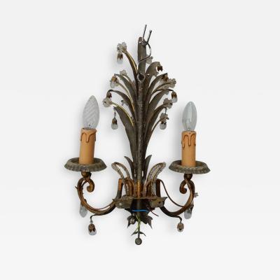  Maison Bagu s 1950 1970 Pair of Sconces with Pineapple Leaves in the Style of Maison Bagu s