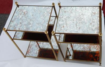 Maison Bagu s 1950 1970 Pair of Shelves Has 3 Levels Style of Maison Bagu s with Olded Mirror