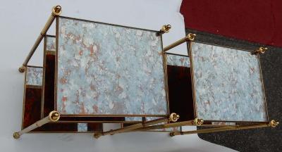 Maison Bagu s 1950 1970 Pair of Shelves Has 3 Levels Style of Maison Bagu s with Olded Mirror