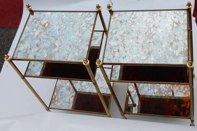 Maison Bagu s 1950 1970 Pair of Shelves Has 3 Levels Style of Maison Bagu s with Olded Mirror