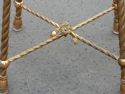  Maison Bagu s 1950 1970 Pair of Stools Gilded Brass Style Rope in the Style of Maison Bagu s