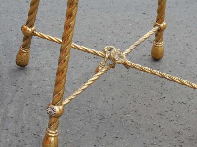 Maison Bagu s 1950 1970 Pair of Stools Gilded Brass Style Rope in the Style of Maison Bagu s
