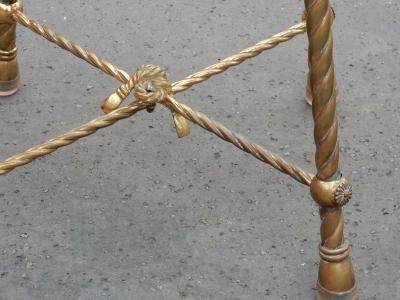  Maison Bagu s 1950 1970 Pair of Stools Gilded Brass Style Rope in the Style of Maison Bagu s