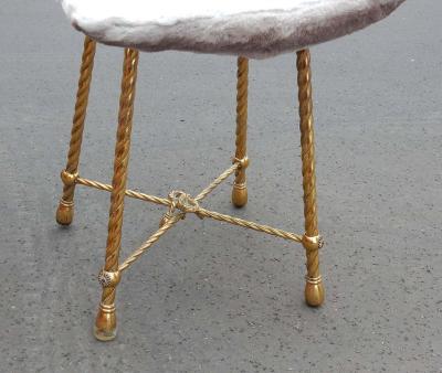  Maison Bagu s 1950 1970 Pair of Stools Gilded Brass Style Rope in the Style of Maison Bagu s